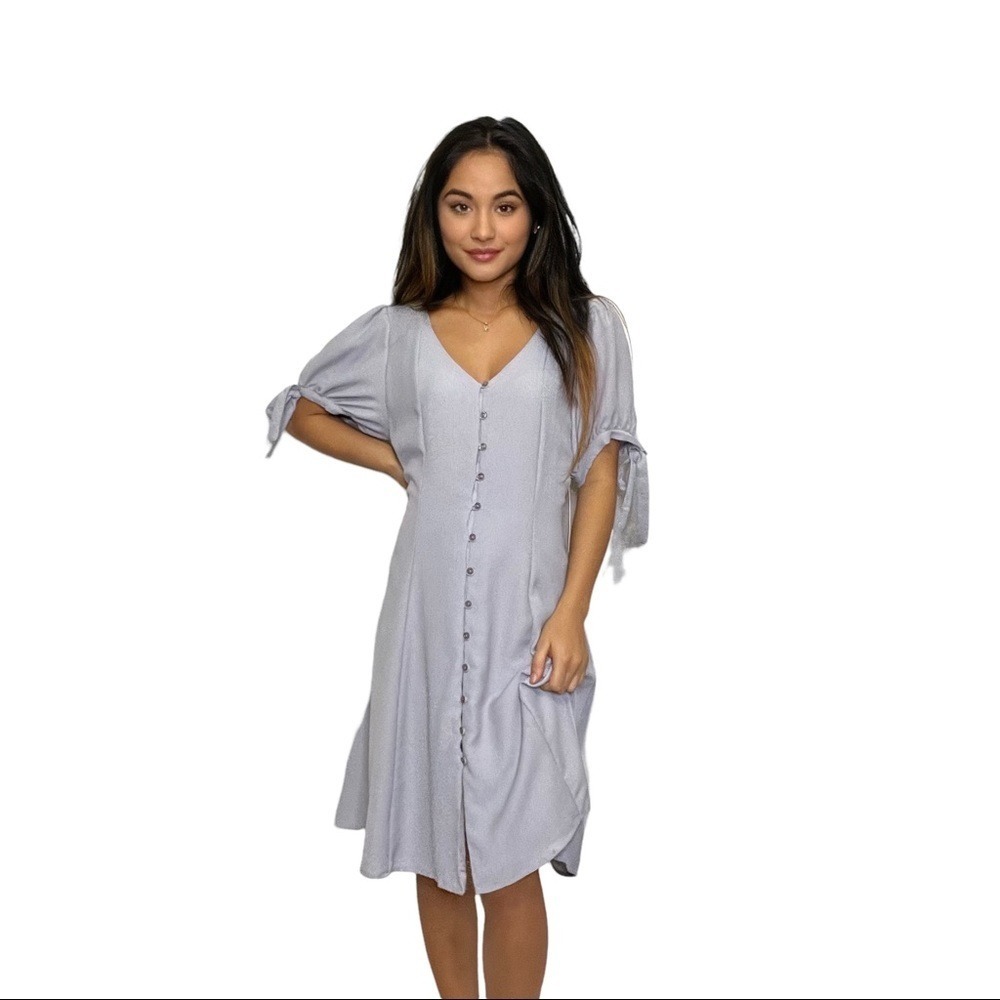 Remixmess Dress Women Size S Casual Button-Front A-Line Puffed Short Sleeves NWT